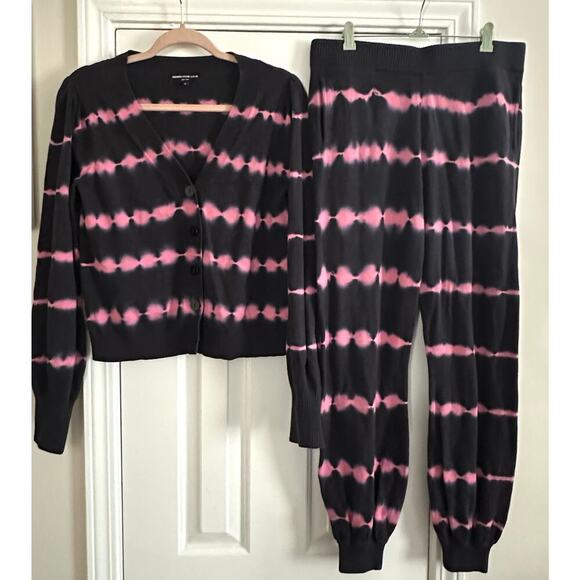 GENERATION LOVE Coco Anna Tie-Dye Knit Cardigan Joggers 2-Piece Set Black Pink M - Picture 2 of 6